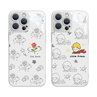 玫瑰花小王子適用蘋果15promax情侶手機殼小清新女新款iPhone16pro液態玻璃殼13簡約12小眾11創意xr全