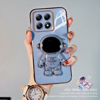 適用於 Xiaomi 14T Pro 小米14TPro 5G 手機殼可愛帶宇航員支架 TPU 軟殼全包保護套手機殼