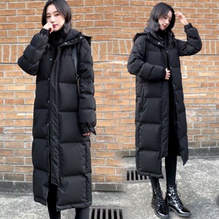 愛依依 風衣外套 防風外套 風衣棉衣外套 保暖 大衣 S-4XL新款羽絨棉服情侶加厚長款棉襖長過膝到腳踝-1215.