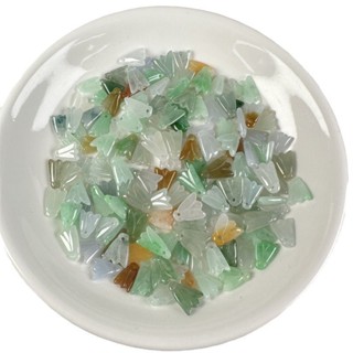 宏雲Hongyun-jf-(10pcs)- 天然緬甸A貨翡翠小玉蘭花冰種彩色小滴溜DIY玉石編織飾品配料批發