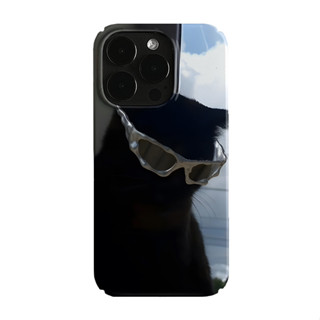 黑貓眼鏡藝術小眾適用高階感卡通iPhone14pro+蘋果15promax菲林手機殼新款13/12VIVO90