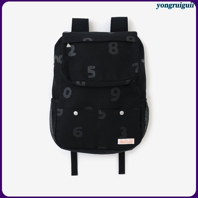 【現貨速發】日本潮牌 新款 SOUSOU帆布後背包 簡約大容量 耐磨 黑色數字後背包 書包 電腦包