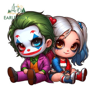 Earlfamily 13cm Joker with Harley Quinn 卡通汽車貼紙防水後擋風玻璃摩托車 JDM