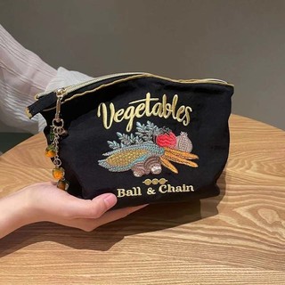 可開發票💥免運💥日本小眾設計刺繡化妝包女新款ball chain收納袋防水尼龍化妝小號