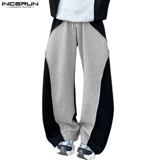 Incerun 男士韓版長袖拼色解構長褲