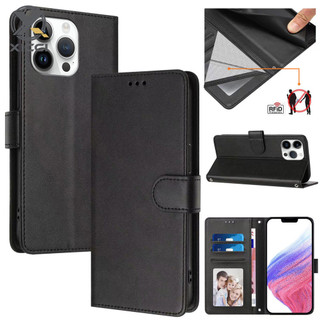 XICCI RFID 遮蔽保護皮革翻蓋適用於 IPhone 16/16 Plus/16 Pro/16 ProMax 純色