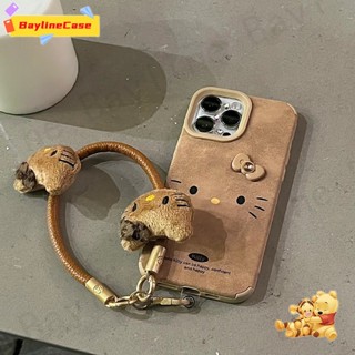 3D蝴蝶結羊皮軟手機殼+繩卡通Hello Kitty相容iPhone 16 15 14 13 12 11 Pro Max