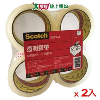 3M 3037-4 透明封箱膠帶-4入/組(4.8cmX70m)x2組【愛買】