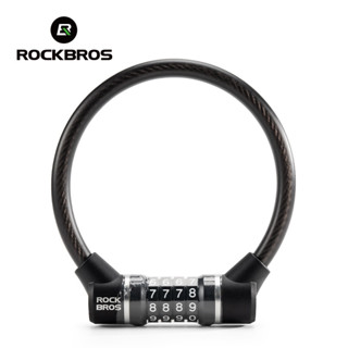 Rockbros 自行車密碼鎖便攜式耐用鋼纜山地車公路自行車鎖防水防盜鎖自行車配件