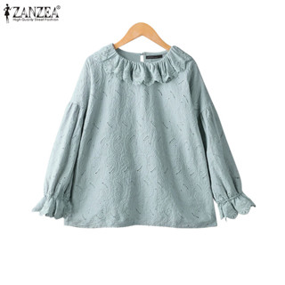 Zanzea 女式韓版休閒翻領長袖刺繡寬鬆上衣
