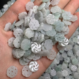宏雲Hongyun-jf-(5pcs)- 翡翠散件散珠飾品配件玉石花扣玉器翡翠A貨DIY小花飾品批發
