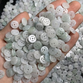 宏雲Hongyun-jf-(10pcs)- 緬甸翡翠a貨玉器金錢扣diy配件散珠鏤空金錢片飾品小配件批發