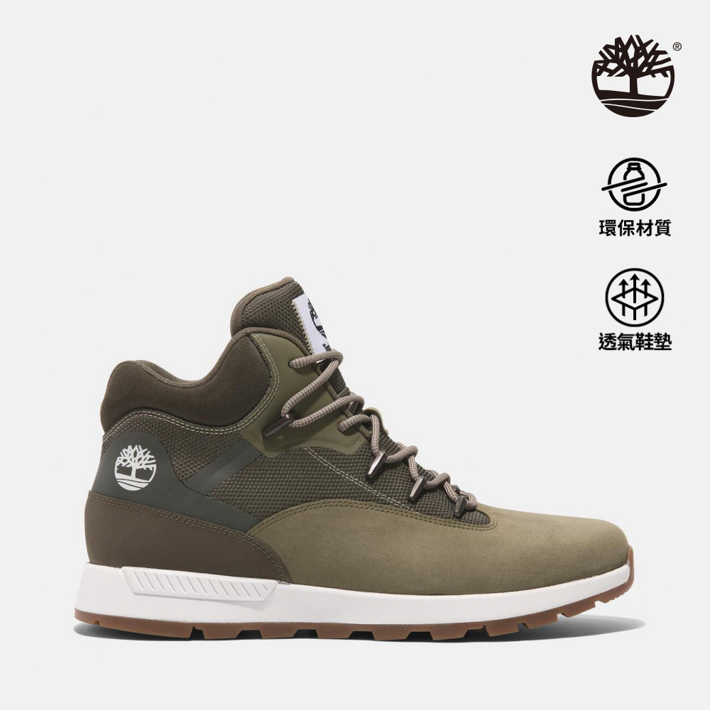 Timberland 男款橄欖綠皮革中筒休閒鞋|A6CPSEO8
