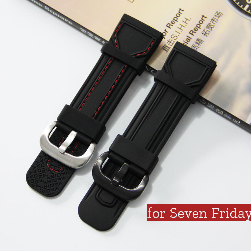 SEVEN FRIDAY 28 毫米軟橡膠錶帶七星期五錶帶防水錶帶 Sevenfriday 腕帶手鍊 P3C/02/SF