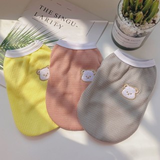 《現貨下單》春夏寵物卡通刺繡小熊背心小中型犬三色包邊衣服狗狗貓咪服飾用品犬貓咪衣服狗衣服兩腳衣寵物衣服背心上衣