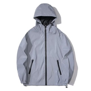 「Elemental Gear」 反光夾克,防風高街連帽夾克,雨衣套裝時尚防水Baggy反光風衣成人