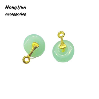 宏雲Hongyun-ls-（1pcs）- 古法金滴油吊墜平安扣仿和田玉小掛件配飾 diy手鍊項鍊串珠材料