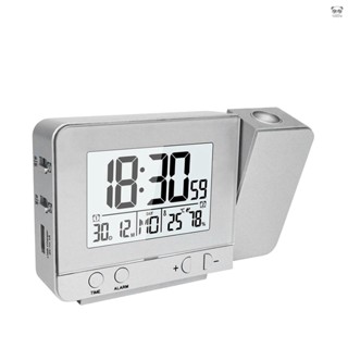 鬧鐘 銀色鬧鐘帶時間溫度投影LED屏鬧鐘USB充電時鐘 FJ3531 銀色 不帶電池出貨