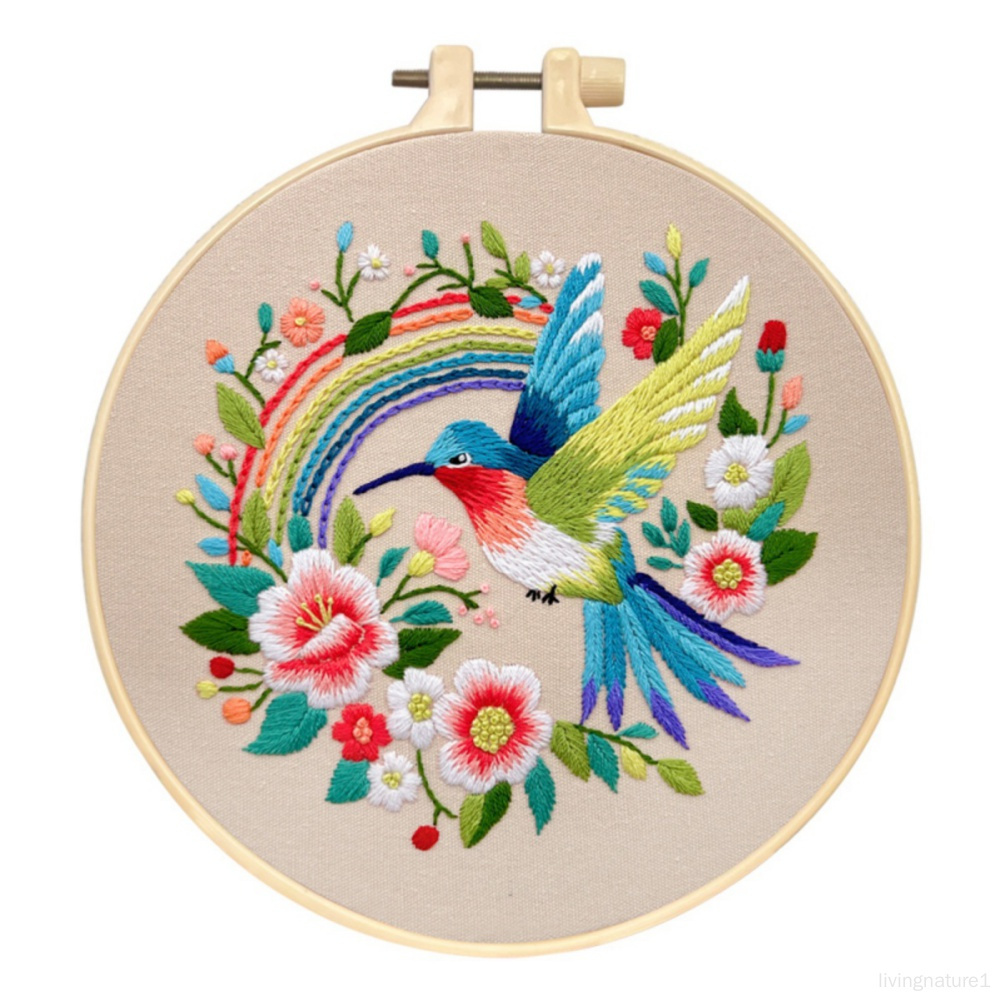 古風花鳥掛畫魯繡手工diy材料包客廳掛畫初學者刺繡英文針線練習