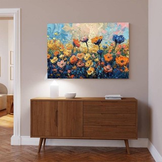 獨特的抽像花卉風景油畫在畫布上 - 無框海報的迷人藝術品,非常適合牆壁裝飾的大型牆壁藝術帆布繪畫牆壁圖片