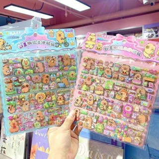 2 件/套 Capybara 3D 貼紙防水泡泡 PVC DIY 貼紙卡通吉他筆記本手機裝飾貼紙兒童禮物