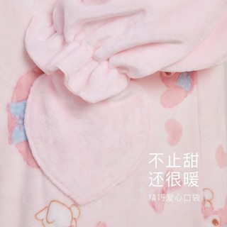 睡衣 兩件式睡衣冬季 睡袍 居傢服 保暖睡衣美樂蒂睡袍 兩件套女學生冬季珊瑚絨法蘭絨加絨加厚居家服2022