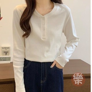 韓版長袖 螺紋棉白色長袖t恤女打底衫款2025春秋季內搭小清晰衫新修身上衣 秋季長袖T恤 寬鬆長袖 韓係長袖