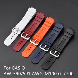 💗Tpu 錶帶適用於卡西歐 G-shock AW-590/AW-591 AW-5230/AW-282B AWG-M100