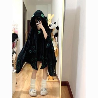 【臺灣有貨】實拍 卡通克魯魯披肩斗篷毛絨睡袍冬季珊瑚絨睡衣女法蘭絨可愛加厚睡裙