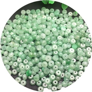 宏雲Hongyun-jf-(10pcs)- 緬甸翡翠a貨玉石散件小配飾玉器冰種滿綠算盤珠小玉扣工藝品批發