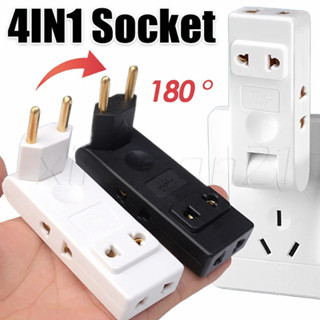 1 180 度旋轉、便攜式、多功能 - 牆壁插座延長插頭適配器 - 電源轉換器 - 4 合 1 歐盟電源插座 - 歐洲旅