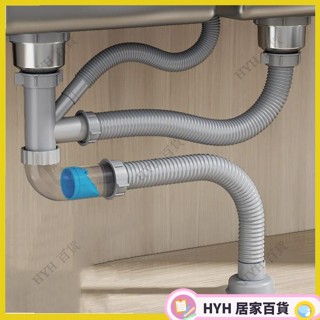 【免運】 廚房洗菜盆下水管，雙水槽菜盆下水器，水池防臭配件，下水器排水管子，面盆下水器066