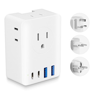 韓國插座 臺灣延長綫插座帶USB+Type-C 三轉二插頭 可拆卸轉接頭 旅行充電插座 多功能國際安全延長綫 免運