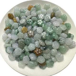 宏雲Hongyun-jf-(1pcs)- 緬甸冰種三彩翡翠小花造型散珠隔珠飾品配件隔片手工編織手鍊材料