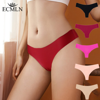 Ecmln 超薄女式冰絲低腰三角褲褲襠純棉無縫內褲