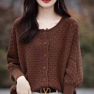衣時尚 外套 針織上衣 毛線衣 新款優一衣兩穿蝙蝠袖針織開襟衫女短款寬鬆百搭棉線外套東A105-0232.