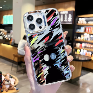 塗鴉小黑人iphone15promax鏡面13pro防摔12pro硬殼11promax創意14plus手機殼16Pro