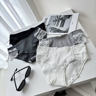 𝙁𝙍𝙀𝙀.𝙈𝙀 ☺︎ INNER PAJAMAS | 告白蕾絲_純棉巴洛克蕾絲平角褲 純棉內褲 法式風格 蝴蝶結 女內褲