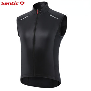 Santic 男士無袖騎行服運動便攜風衣防水自行車自行車背心上衣