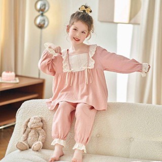 Smile Kids 兒童秋冬睡衣 臺灣出貨 2024新款春秋女童睡衣韓版中大童長袖小女孩套裝公主家居服可外穿