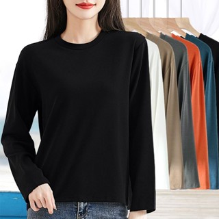 愛依依 上衣 長袖T卹 打底衫 秋衣 S-2XL 新款小圓領寬鬆休閒大尺碼遮肚打底衫-1151.
