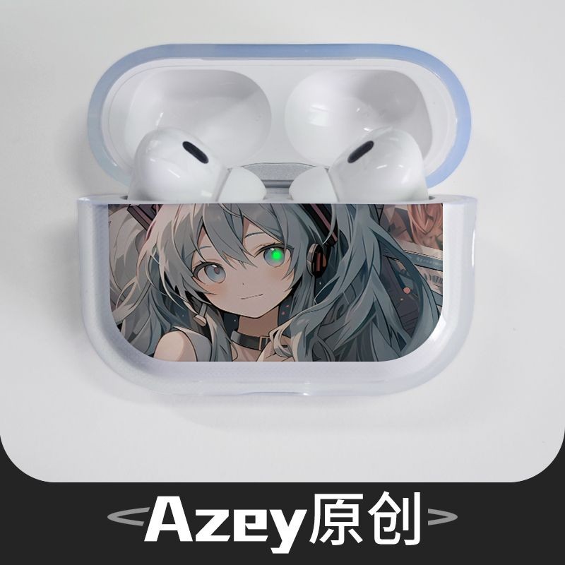 動漫 初音未來 適用AirPodsPro2蘋果耳機殼 四五代藍牙保護套 AirPods3 耳機保護殼 #啾咪