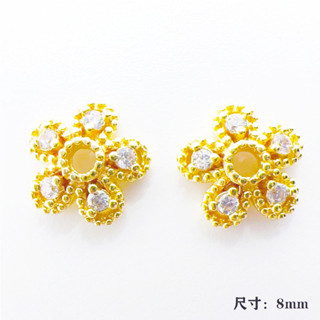 宏雲Hongyun-ls---（1pcs）- 14k金銅鍍保色微鑲鋯石花托花帽鏤空花瓣隔片隔珠diy手工珠託串珠