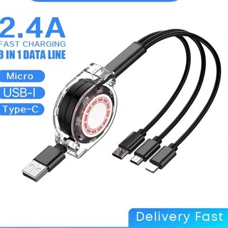 伸縮式 3 合 1 快速充電線支援 Type C SUB-I Micro USB 線