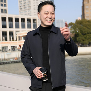 男士夾克外套韓版素色百搭商務休閒中老年爸爸翻領派克服行政夾克外套棒球服現貨