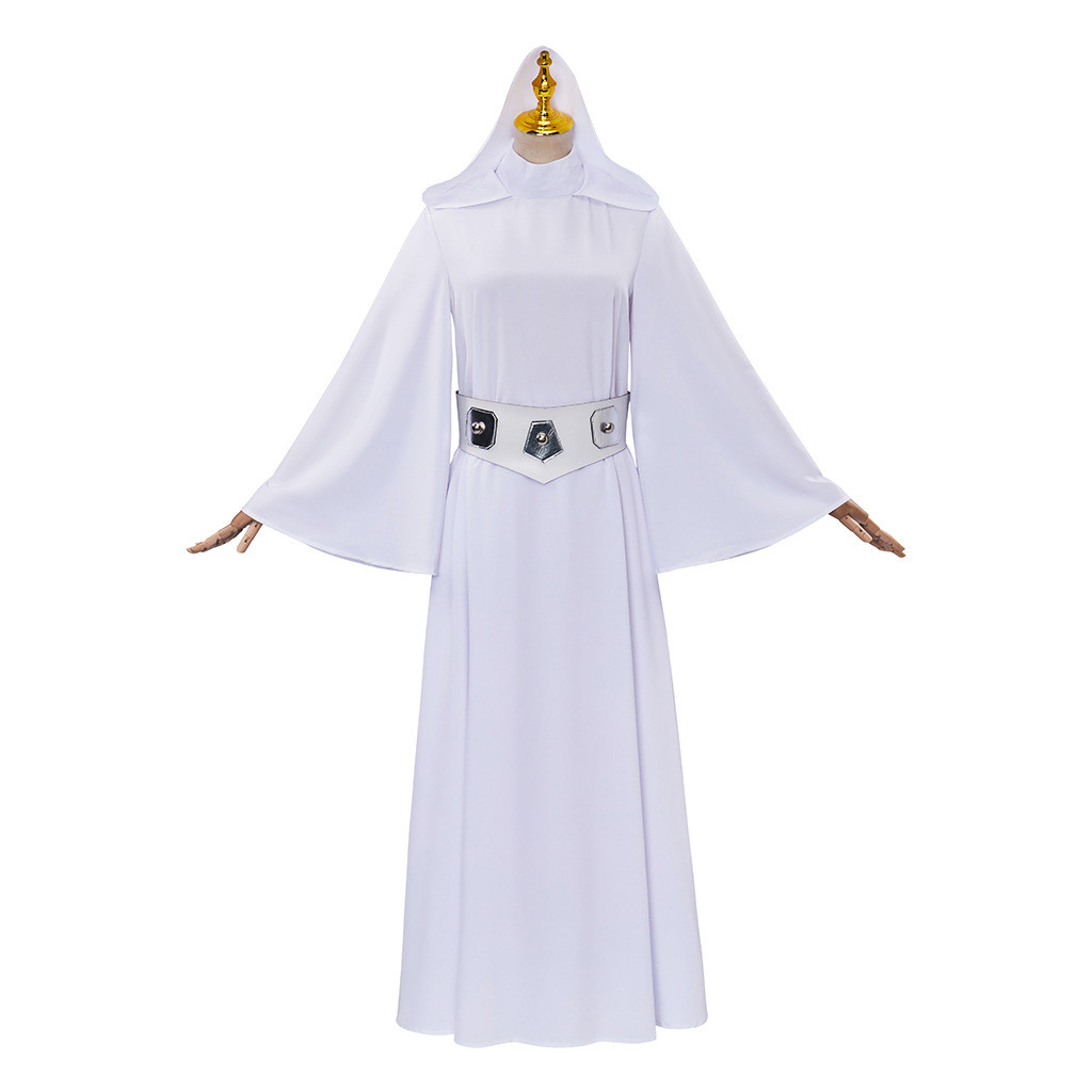 【現貨速髮】星球大戰cosplay錶演服裝女款莉亞公主白色長裙禮服   現貨直髮