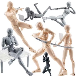diy 手作材料包 繪畫素體 素體SHF 關節可動 男女素體手辦 美術模型 繪畫人偶擺件 肌膚色灰色黑武器 塗裝模型