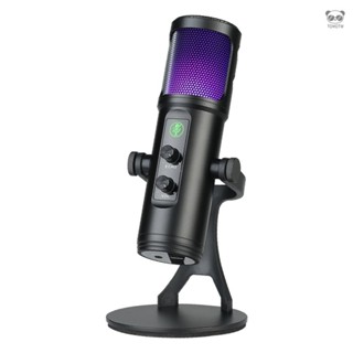 Q1 RGB炫彩麥克風 心型指向 7種燈光顏色 USB即插即用 通用電腦和手機 配桌面支架 黑色