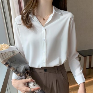 白領麗人 白色襯衫女春夏2024新款設計感小眾百搭上衣寬鬆長袖雪紡襯衫