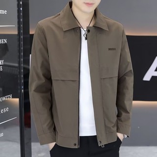 2024新款夾克 春秋季男短版翻領工裝夾克外套 潮流休閒百搭衣服青年男裝